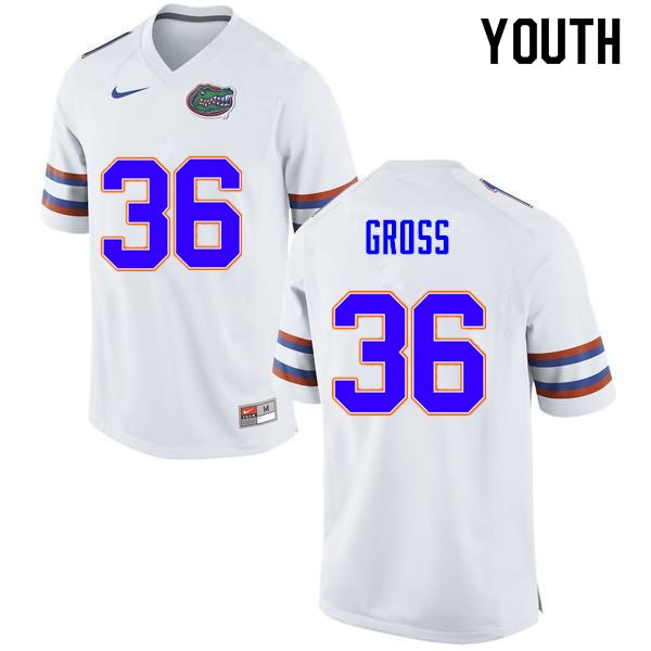 NCAA Florida Gators Dennis Gross Youth #36 Nike White Stitched Authentic College Football Jersey FFM6864MS